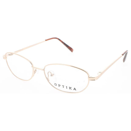 Optika Unisex Eyeglasses - Gold Metal Oval Full Rim Frame Demo Lens | OM 119 GOLD 51 ,