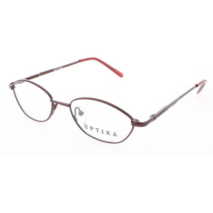 Optika Unisex Eyeglasses - Burgundy Metal Oval Shape Full Rim Frame | OM 120 BUR 48 ,