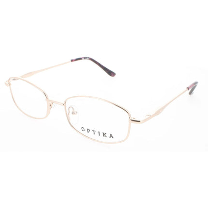 Optika Unisex Eyeglasses - Gold Metal Rectangular Full Rim Frame | OM 121 GOLD 51 ,