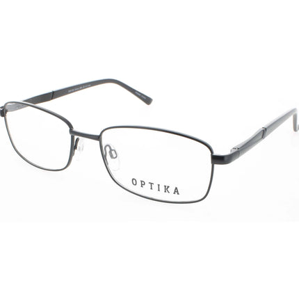 Optika Unisex Eyeglasses - Matte Black Metal Rectangular Frame | OM 126 MATTE BLK 57 ,