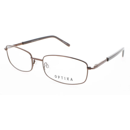 Optika Unisex Eyeglasses - Brown Metal Rectangular Full Rim Frame | OM 127 BRN 60 ,