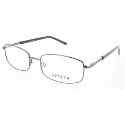 Optika Unisex Eyeglasses - Gunmetal Metal Rectangular Full Rim Frame | OM 127 GUN 60 ,