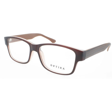 Optika Unisex Eyeglasses - Matte Brown Plastic Rectangular Frame | OP 108 MATTE BRN 60 ,