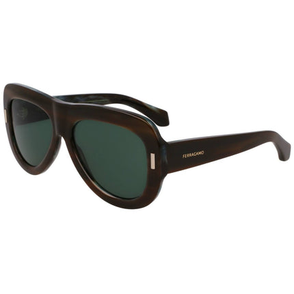 Salvatore Ferragamo Women's Sunglasses - Striped Brown Aviator Frame | SF2029SE 221 ,