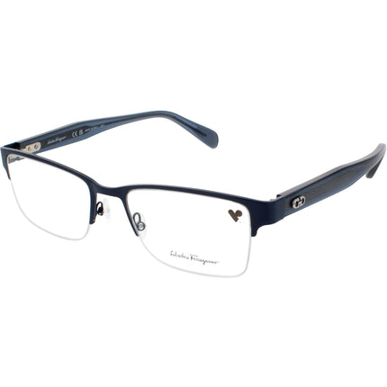 Salvatore Ferragamo Men's Eyeglasses - Matte Blue Rectangular Frame | SF2222 401 54 ,