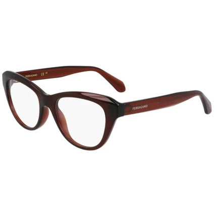 Salvatore Ferragamo Women's Eyeglasses - Brown Plastic Cat Eye Frame | SF2989E 232 51 ,