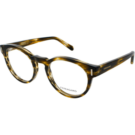 Salvatore Ferragamo Men's Eyeglasses - Striped Brown Acetate Round | SF2998 216 50 ,