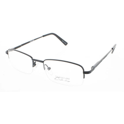 Signature Unisex Eyeglasses - Black Metal Rectangular Half Rim Frame | 1085 Black 50 ,