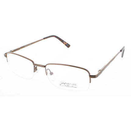 Signature Unisex Eyeglasses - Brown Metal Rectangular Half Rim Frame | 1085 Brown 50 ,