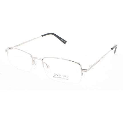 Signature Unisex Eyeglasses - Silver Metal Rectangular Half Rim Frame | 1085 Silver 50 ,