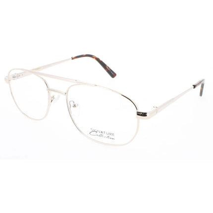 Signature Unisex Eyeglasses - Gold Metal Navigator Shape Full Rim Frame | 1111 Gold 56 ,