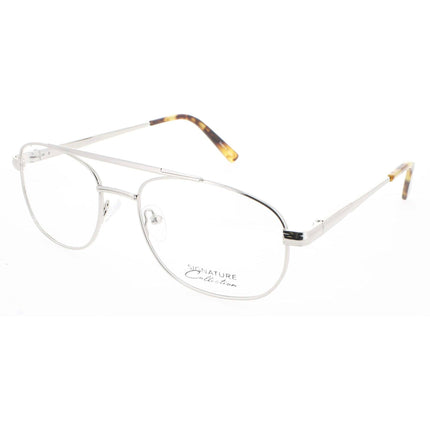 Signature Unisex Eyeglasses - Silver Metal Navigator Full Rim Frame | 1111 Silver 56 ,