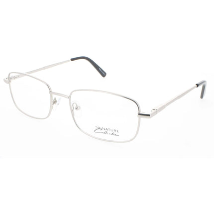 Signature Unisex Eyeglasses - Silver Metal Rectangular Full Rim Frame | 1113 Silver 56 ,