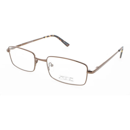 Signature Unisex Eyeglasses - Brown Metal Rectangular Full Rim Frame | 1115 Brown 54 ,
