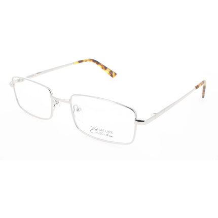 Signature Unisex Eyeglasses - Silver Metal Rectangular Full Rim Frame | 1115 Silver 54 ,