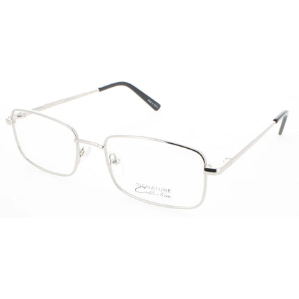 Signature Unisex Eyeglasses - Silver Metal Rectangular Full Rim Frame | 1116 Silver 53 ,