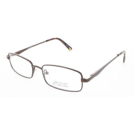 Signature Unisex Eyeglasses - Brown Metal Rectangular Full Rim Frame | 1118 Brown 52 ,
