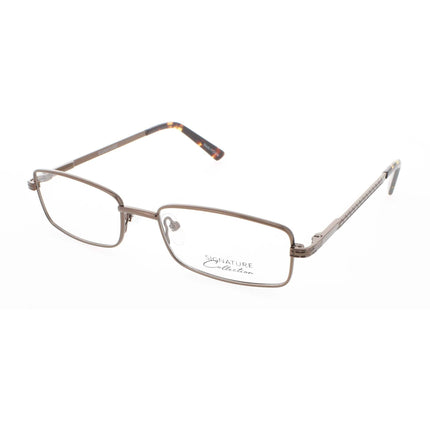 Signature Unisex Eyeglasses - Brown Metal Rectangular Full Rim Frame | 1119 Brown 52 ,