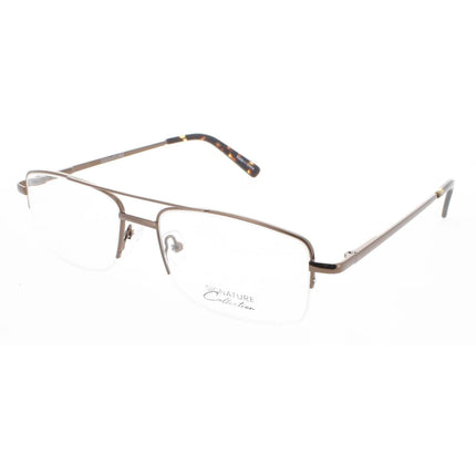 Signature Unisex Eyeglasses - Brown Metal Rectangular Half Rim Frame | 1121 Brown 57 ,