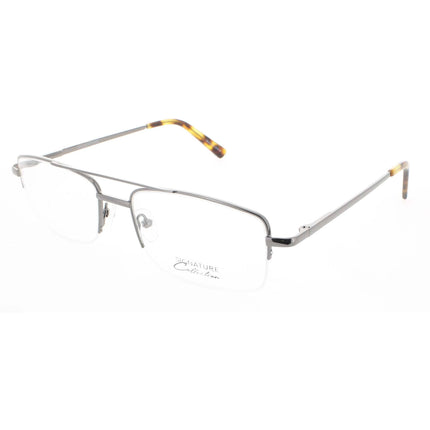 Signature Unisex Eyeglasses - Gunmetal Rectangular Half Rim Frame | 1121 Gunmetal 57 ,