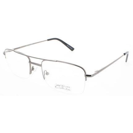 Signature Unisex Eyeglasses - Gunmetal Rectangular Half Rim Frame | 1122 Gunmetal 54 ,