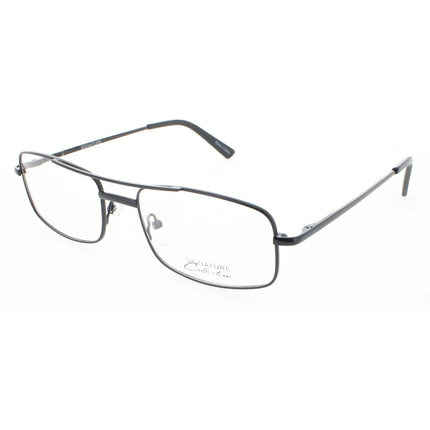 Signature Unisex Eyeglasses - Black Metal Rectangular Full Rim Frame | 1127 Black 57 ,