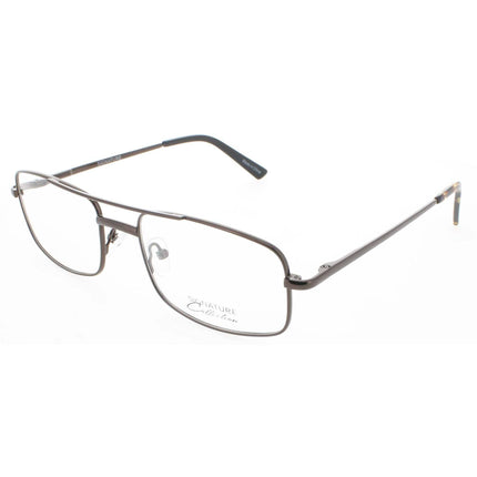 Signature Unisex Eyeglasses - Brown Metal Rectangular Full Rim Frame | 1127 Brown 57 ,
