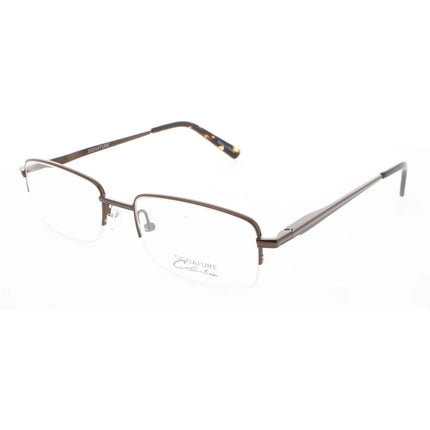 Signature Unisex Eyeglasses - Brown Metal Rectangular Half Rim Frame | 1129 Brown 54 ,