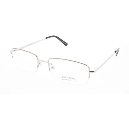 Signature Unisex Eyeglasses - Silver Metal Rectangular Half Rim Frame | 1129 Silver 54 ,