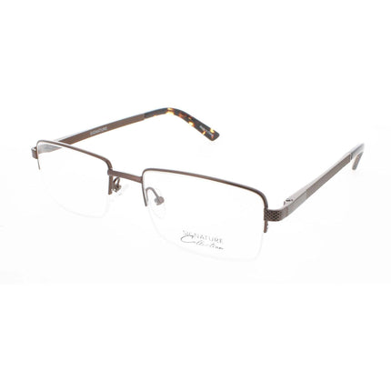 Signature Unisex Eyeglasses - Brown Metal Rectangular Half Rim Frame | 1132 Brown 55 ,