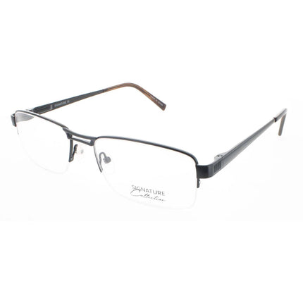 Signature Unisex Eyeglasses - Black Metal Rectangular Half Rim Frame | Pn101 Black 57 ,