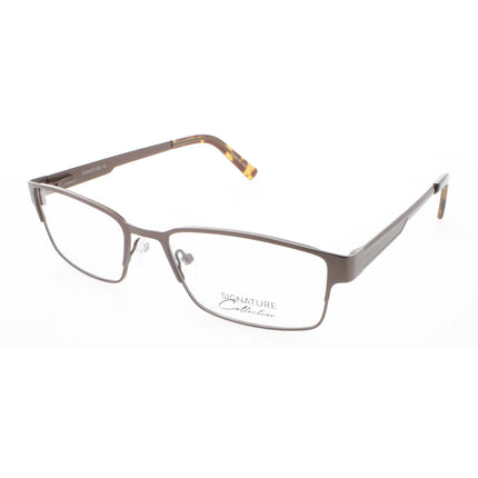 Signature Unisex Eyeglasses - Brown Metal Rectangular Full Rim Frame | Pn103 Brown 53 ,