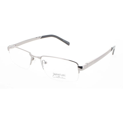 Signature Unisex Eyeglasses - Gunmetal Metal Rectangular Half Rim Frame | Pn104Gun 55 ,