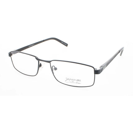 Signature Unisex Eyeglasses - Black Metal Rectangular Full Rim Frame | Pn105 Black 54 ,