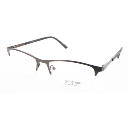 Signature Unisex Eyeglasses - Brown Metal Rectangular Half Rim Frame | Pn106Brn 56 ,