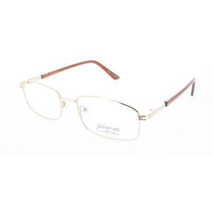 Signature Unisex Eyeglasses - Gold Metal Rectangular Full Rim Frame | Pn107 Gold 52 ,