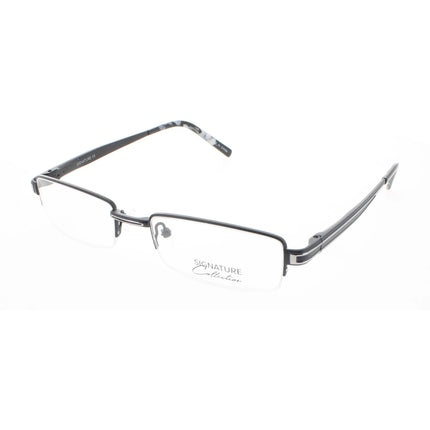 Signature Unisex Eyeglasses - Black/Gunmetal Metal Rectangular Frame | Pn109Blk/Gun 53 ,