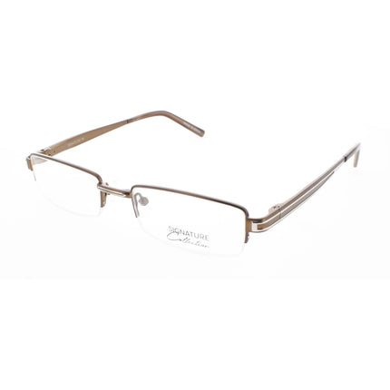 Signature Unisex Eyeglasses - Brown/Silver Metal Rectangular Frame | Pn109Brn/Sil 53 ,