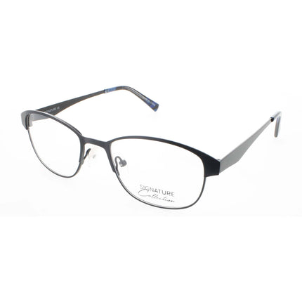 Signature Unisex Eyeglasses - Black Metal Oval Full Rim Frame Demo Lens | Pn111Blk 50 ,