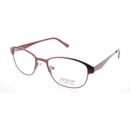 Signature Unisex Eyeglasses - Wine Metal Oval Full Rim Frame Demo Lens | Pn111Wine 50 ,