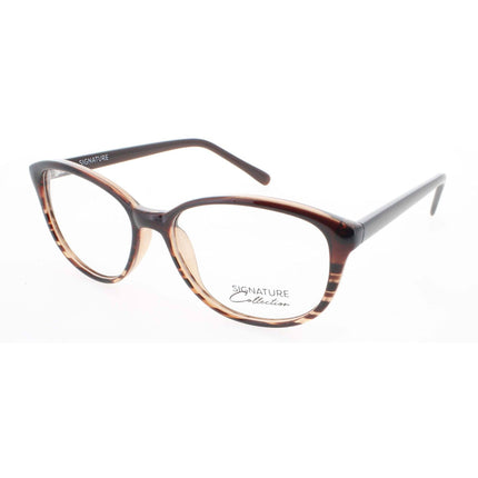 Signature Unisex Eyeglasses - Brownstripe Plastic Cat Eye Frame | S7020 BrownStripe 52 ,