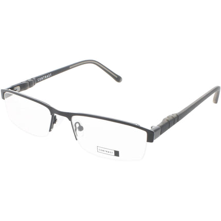 Contrast Unisex Eyeglasses - Demo Lens Metal Rectangular Half Rim Frame | Endure Black ,