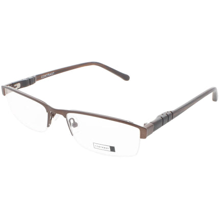 Contrast Unisex Eyeglasses - Demo Lens Metal Rectangular Half Rim Frame | Endure Brown ,