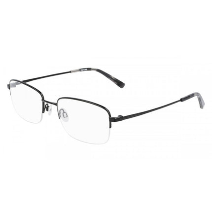 Flexon Men's Eyeglasses - Polished Black Metal Rectangular Half Rim Frame | H6055 001 ,