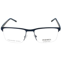 Morel Men's Eyeglasses - Blue Metal Rectangular Half Rim Frame Demo Lens | 30310L BG06 ,