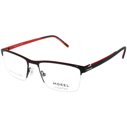 Morel Men's Eyeglasses - Black/Red Metal Rectangular Half Rim Frame | 30310L NR04 ,