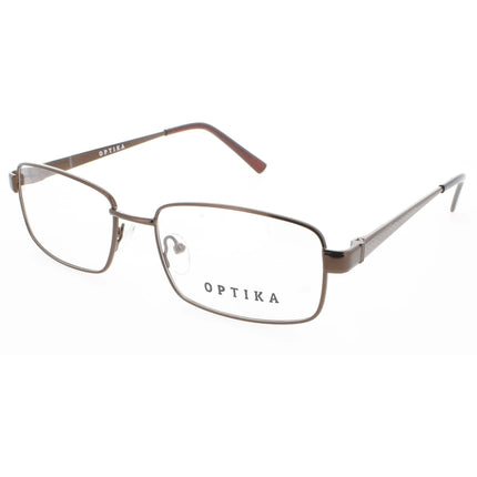 Optika Unisex Eyeglasses - Brown Metal Rectangular Full Rim Frame | OM 103 BRN 57 ,
