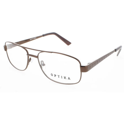 Optika Unisex Eyeglasses - Brown Metal Pilot Full Rim Frame Demo Lens | OM 102 BRN 56 ,