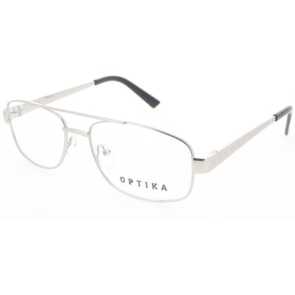 Optika Unisex Eyeglasses - Silver Metal Pilot Full Rim Frame Demo Lens | OM 102 SIL 56 ,