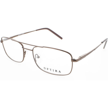 Optika Unisex Eyeglasses - Brown Metal Pilot Full Rim Frame Demo Lens | OM 104 BRN 58 ,
